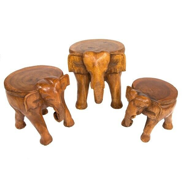 Elephant small table wooden pedestal imported from Thailand 10995 